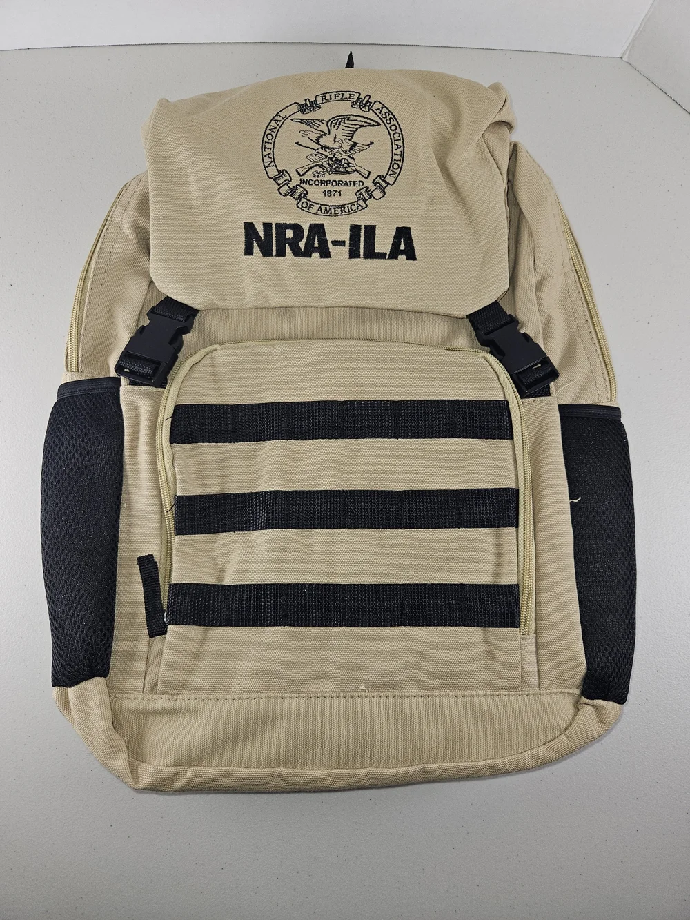 NRA-ILA Tan Tactical Backpack with Black Accents